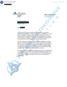 Icahn Medicine at Mount Sinai Admission Letter 2019