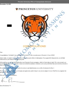 Princeton University Admission Letter 2022
