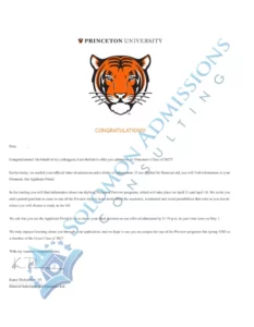 Princeton University Admission Letter 2023