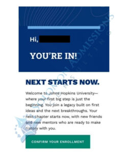 JHU Admission Letter - 2026