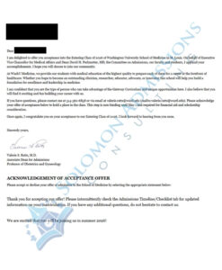 WUSTL SOM Medical School Admission Letter - 2026